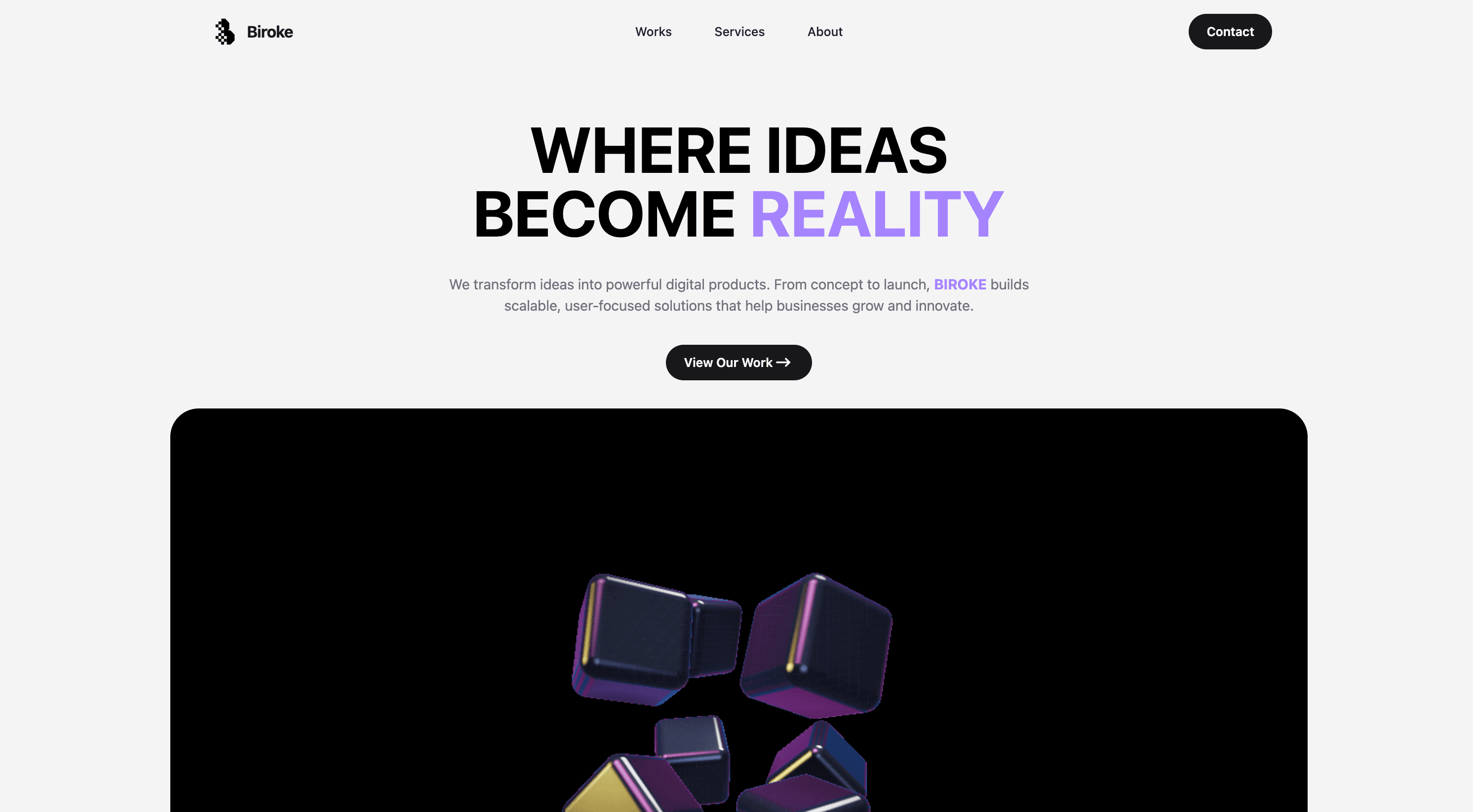 Biroke digital product studio website